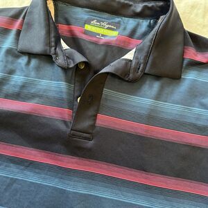Ben Hogan Performance Golf Polo Men's S Blue/Pink Stripe Stretch‎ Spring/Summer